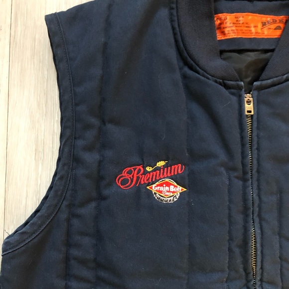 Vintage Grain Belt Premium Vest Blue Medium Embroidered Red Kap Beer - Picture 2 of 4